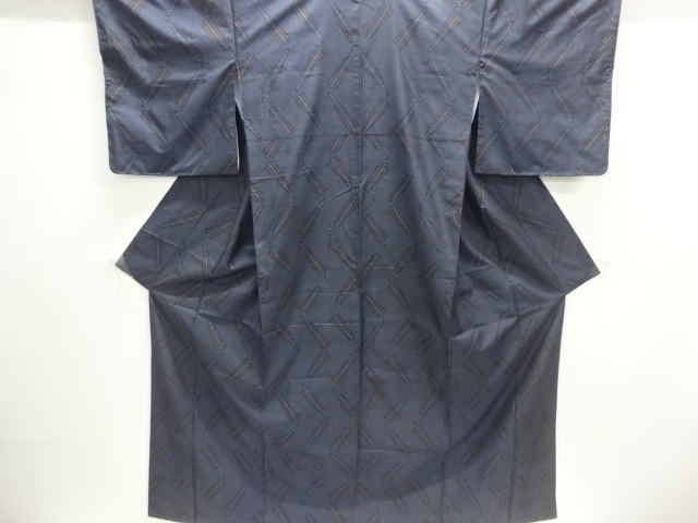 JAPANESE KIMONO / DORO OSHIMA TSUMUGI / UNUSED / WOVEN FOLDING FAN PATTERN / 5MARUKI